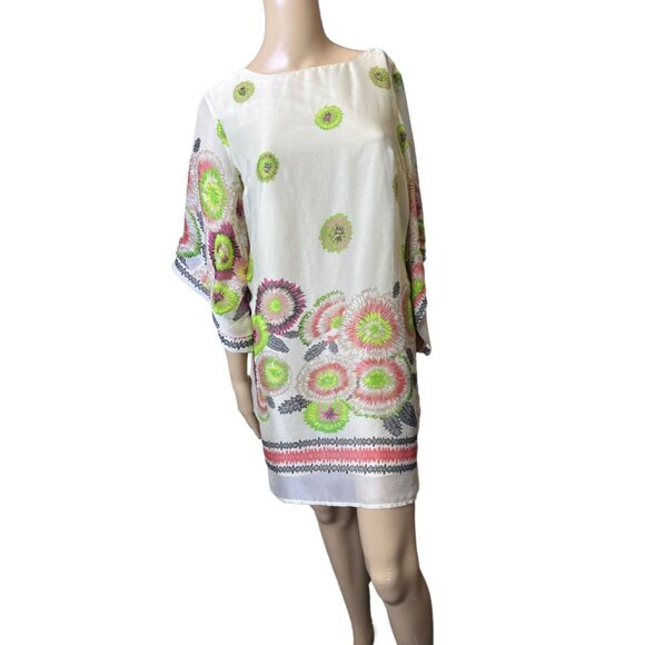 Ark & Co Floral Midi Dress Cutout Back & Bell Sleeves Boho Chic Resort  Small - Picture 5 of 11